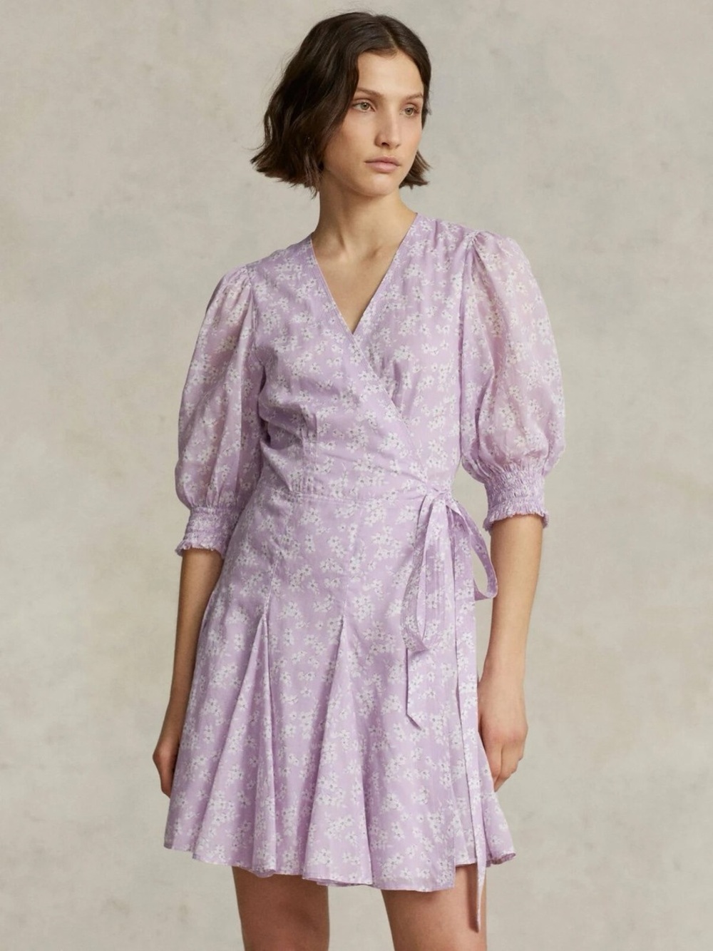 Polo Ralph Lauren Soma Floral Wrap Cotton Mini Dress 6 57316